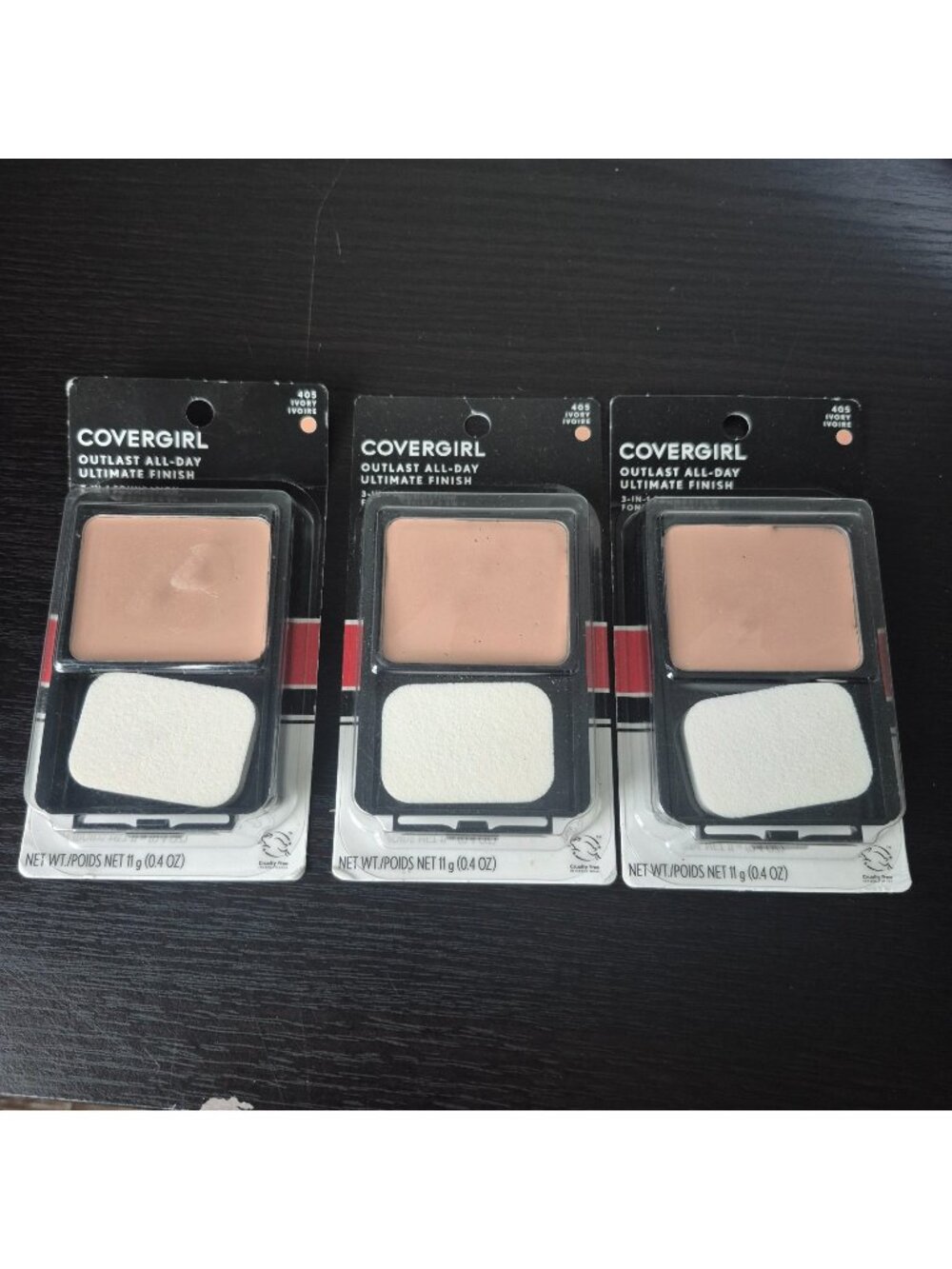 3 Pack CoverGirl Outlast All-Day Ultimate Finish 3-in-1 Foundation Ivory 405 NEW